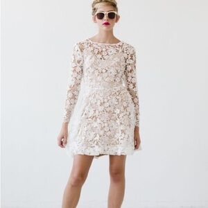 Sarah Seven White Lace Cocktail Dress
